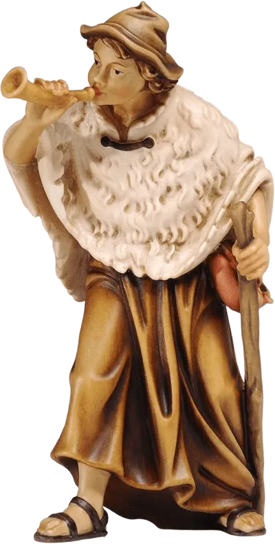 Shepherd with Horn – nativity figure by Pema Woodcarvings