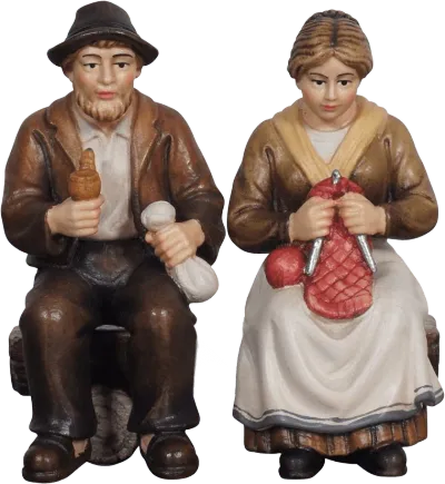 Grandparents on Bench – nativity figure by Pema Woodcarvings