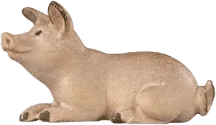 Piglet Lying – nativity figure by Pema Woodcarvings