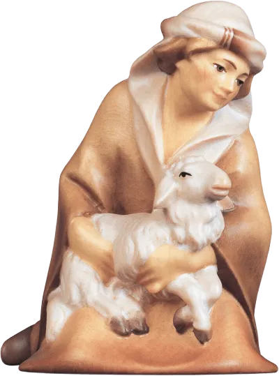 Shepherd Boy with Lamb – nativity figure by ULPE Wood Art