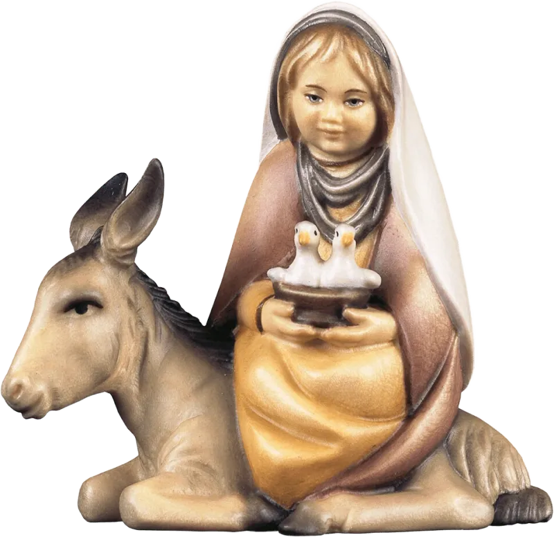 Shepherd Girl with Ducks – nativity figure by ULPE Wood Art