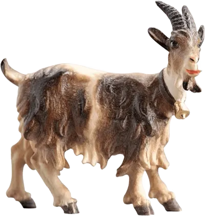 Goat with Bell Looking Right – nativity figure by Pema Woodcarvings