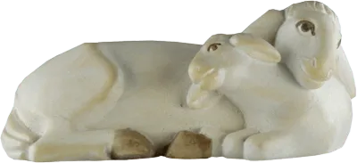 Sheep Lying with Lamb – nativity figure by Rowi Sculptures