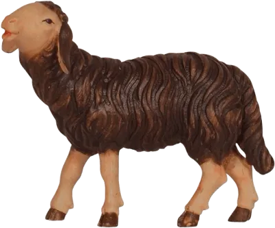 Dark Sheep Eating Head Up – nativity figure by Pema Woodcarvings
