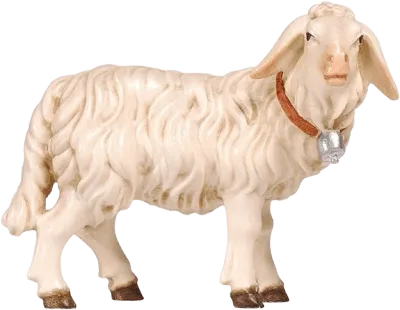 Sheep Standing with Bell – nativity figure by Pema Woodcarvings