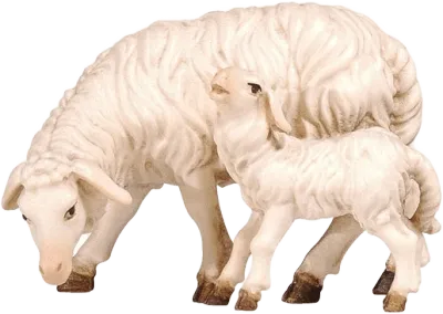 Sheep Grazing with Lamb – nativity figure by Pema Woodcarvings