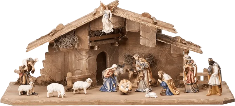 15pc Nativity with Stable by Pema Woodcarvings