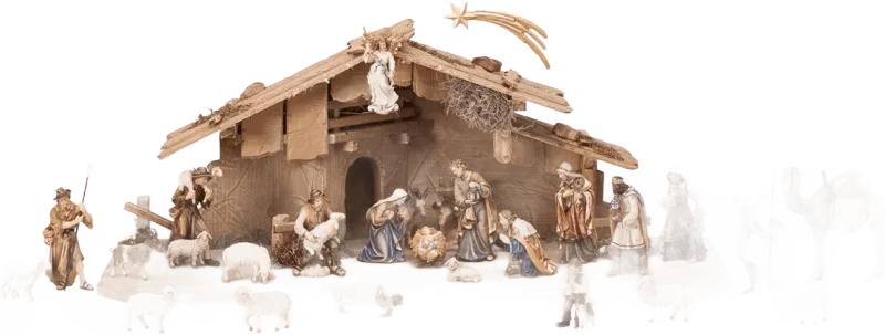 29pc Nativity with Stable by Pema Woodcarvings