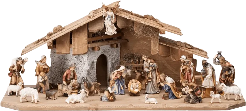 24pc Nativity with Stable by Pema Woodcarvings