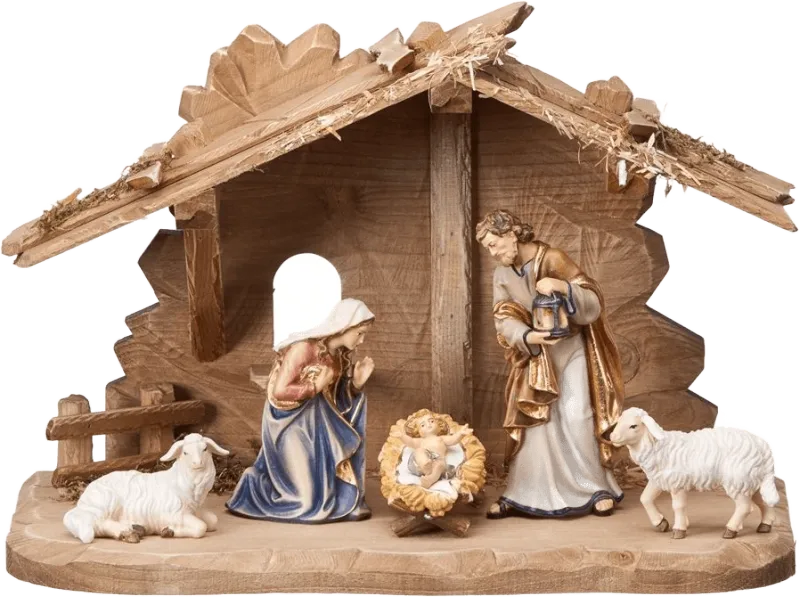 7pc Nativity with Stable by Pema Woodcarvings