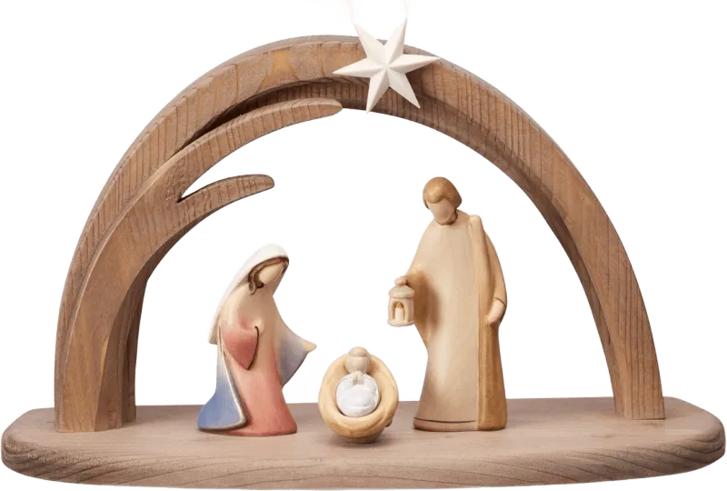 5pc Nativity with Leonardo Stable by Pema Woodcarvings