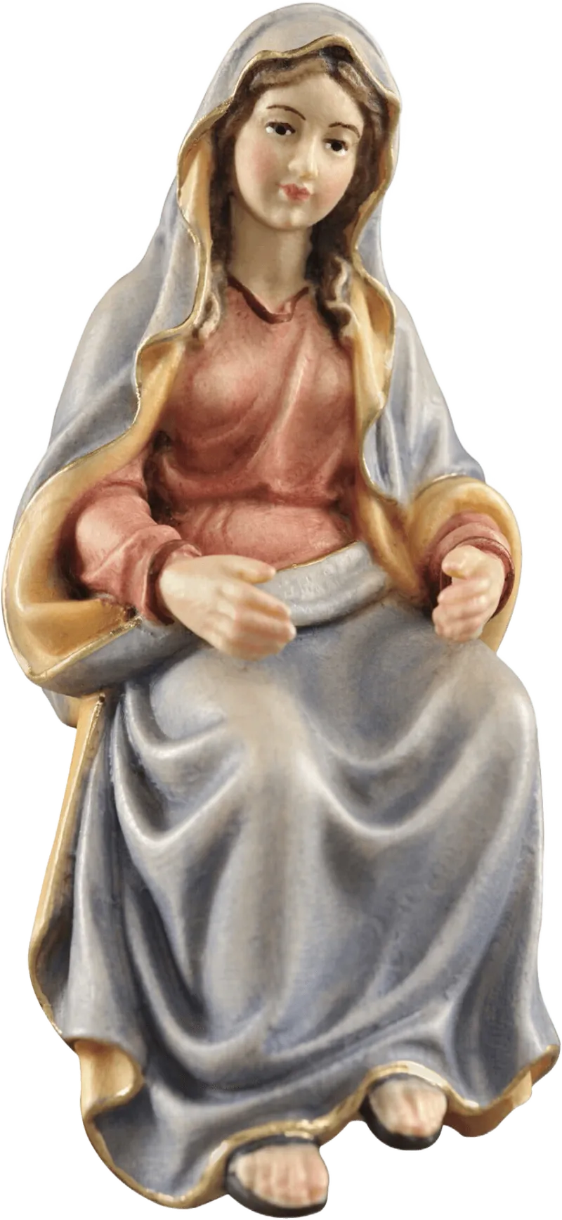 Mary in Search of Shelter – Holy Family nativity figure by Pema Woodcarvings