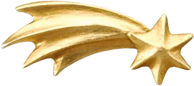 Hand-carved wooden nativity star with golden finish, shaped as a comet star