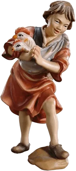 Child with Hens – nativity figure by ULPE Wood Art