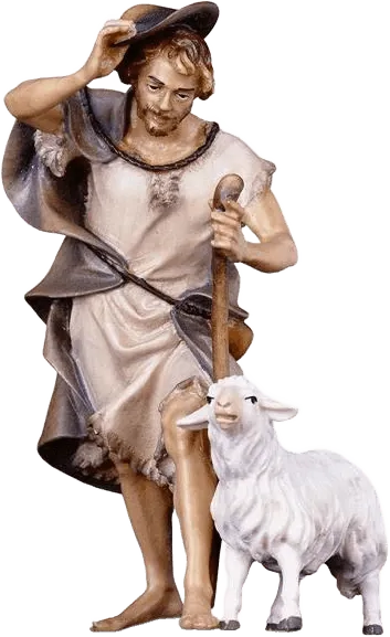 Herder with Crook Sheep – nativity figure by ULPE Wood Art