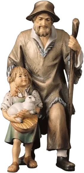Herder with Girl – nativity figure by ULPE Wood Art