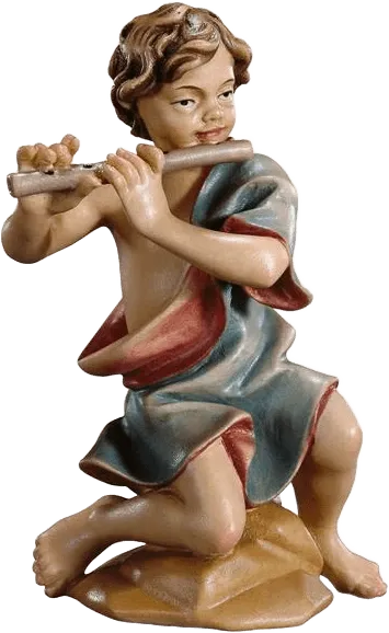 Kneeling Child with Flute – nativity figure by ULPE Wood Art