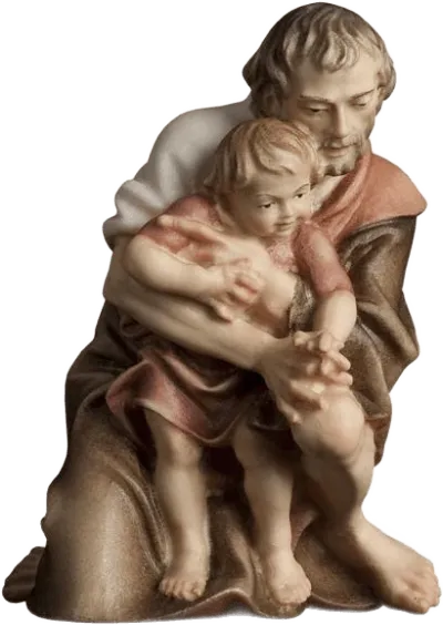 Kneeling Herder with Child – nativity figure by ULPE Wood Art