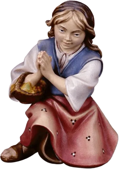 Kneeling Praying Girl – nativity figure by ULPE Wood Art