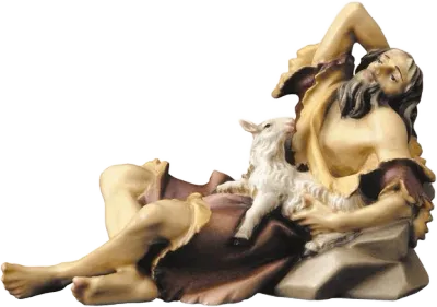 Lying Herder with Lamb – nativity figure by ULPE Wood Art