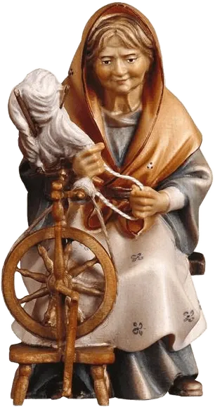 Old Lady with Spinning Wheel – nativity figure by ULPE Wood Art