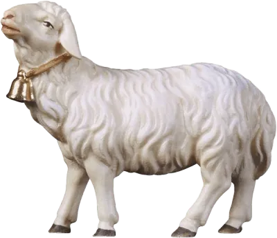 Sheep Looking Forward with Bell – nativity figure by ULPE Wood Art