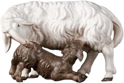 Sheep with Suckling Lamb – nativity figure by ULPE Wood Art