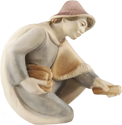 Shepherd at Fire – nativity figure by Rowi Sculptures