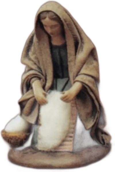 Shepherdess Kneeling with Wool – nativity figure by Belenes Puig