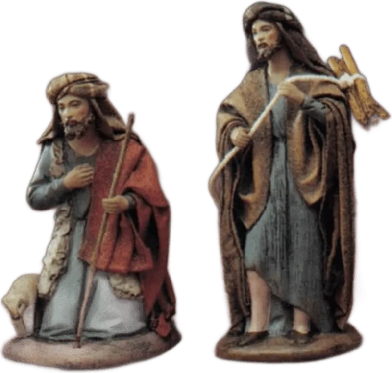 Shepherd Kneeling with Lamb/ Shepherd with Logs Over Shoulder – nativity figure by Belenes Puig