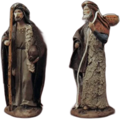 Shepherd with Wine Skin/ Shepherd with Bundle over Shoulder – nativity figure by Belenes Puig