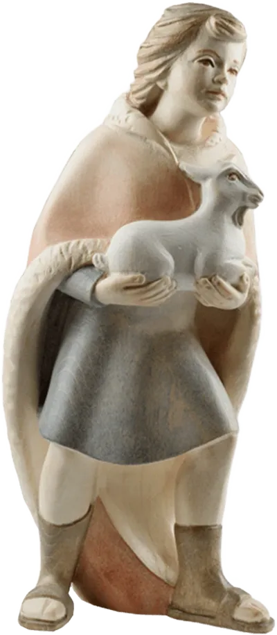 Shepherd with Goat – nativity figure by Rowi Sculptures