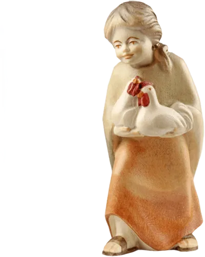 Girl with Hen – nativity figure by Rowi Sculptures