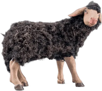 Dark Wooly Sheep Looking Right – nativity figure by Original Heide