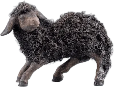 Dark Wooly Lamb Looking Left – nativity figure by Original Heide
