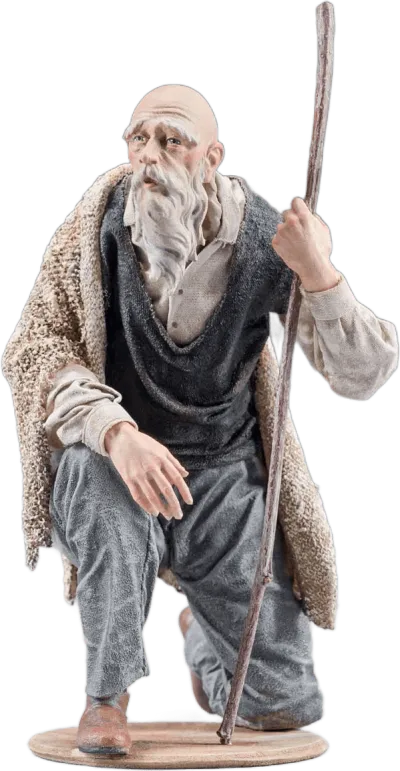 Shepherd Kneeling with Stick – nativity figure by Original Heide