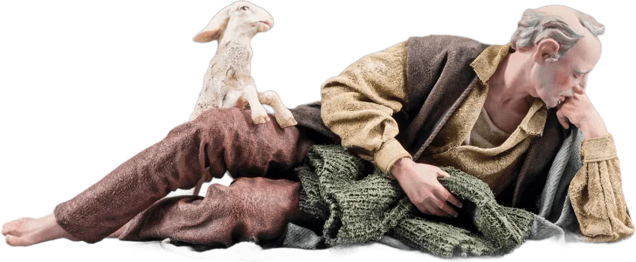 Shepherd Sleeping with Lamb – nativity figure by Original Heide