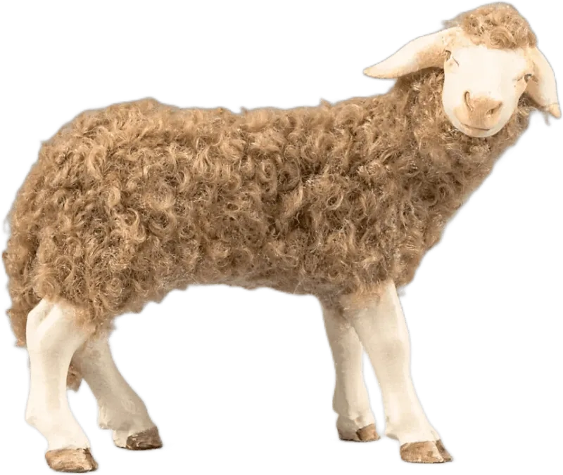 Sheep with wool brown – nativity figure by Original Heide