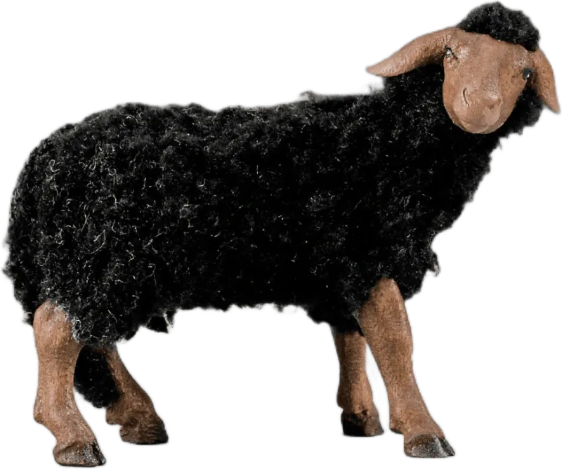 Sheep with wool black – nativity figure by Original Heide