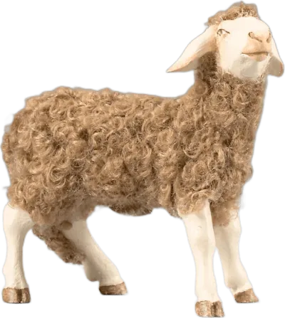 Sheep with wool brown – nativity figure by Original Heide