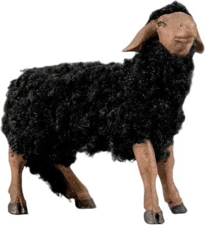 Sheep with wool black – nativity figure by Original Heide