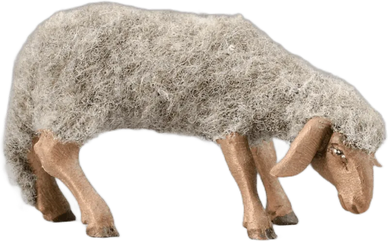 Sheep with wool grazing gray – nativity figure by Original Heide