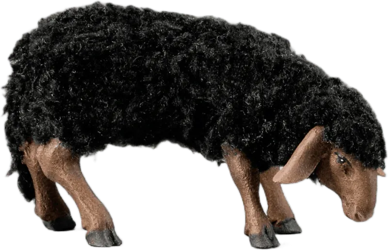 Sheep with wool grazing black – nativity figure by Original Heide