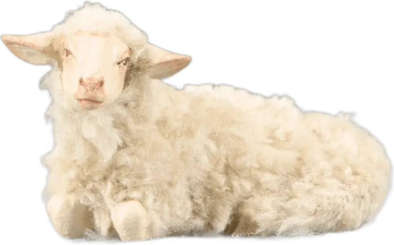 Sheep reclining with wool beige – nativity figure by Original Heide