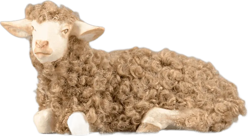 Sheep reclining with wool brown – nativity figure by Original Heide
