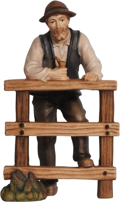 Shepherd at the Fence – nativity figure by Pema Woodcarvings