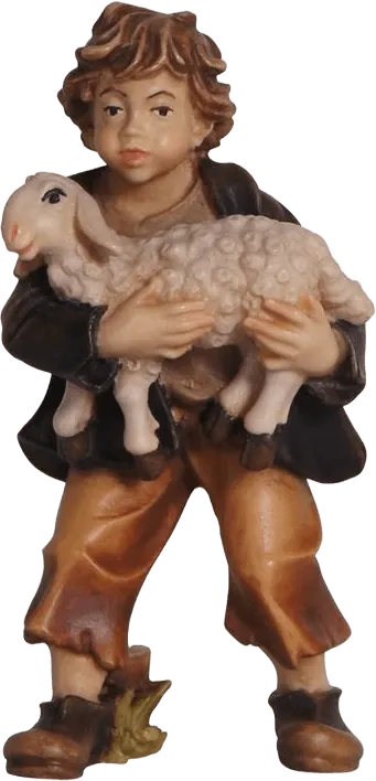 Boy with Lamb – nativity figure by Pema Woodcarvings