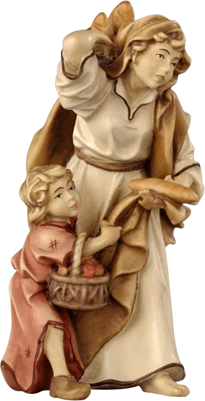 Shepherdess with Child – nativity figure by Pema Woodcarvings