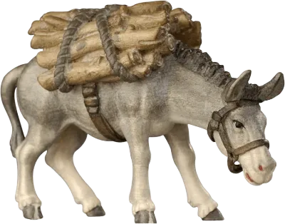Donkey with Wood – nativity figure by Pema Woodcarvings