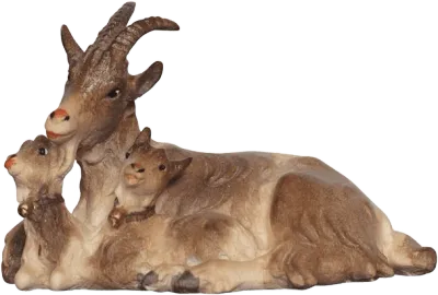 Goat Lying with Two Kids – nativity figure by Pema Woodcarvings